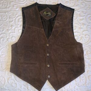 Scully Men's Dark Brown Suede Western Vest